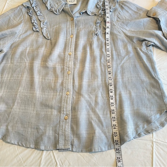 WRAP London Wool Blend Ruffled Button Down Shirt Top - Picture 10 of 15